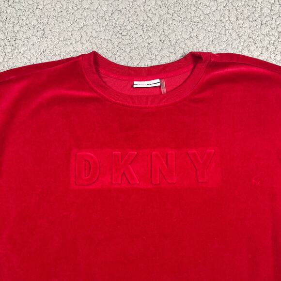 DKNY Sport Puff Print Logo Sweater Womens Large Super Soft Long Sleeve - Picture 2 of 8